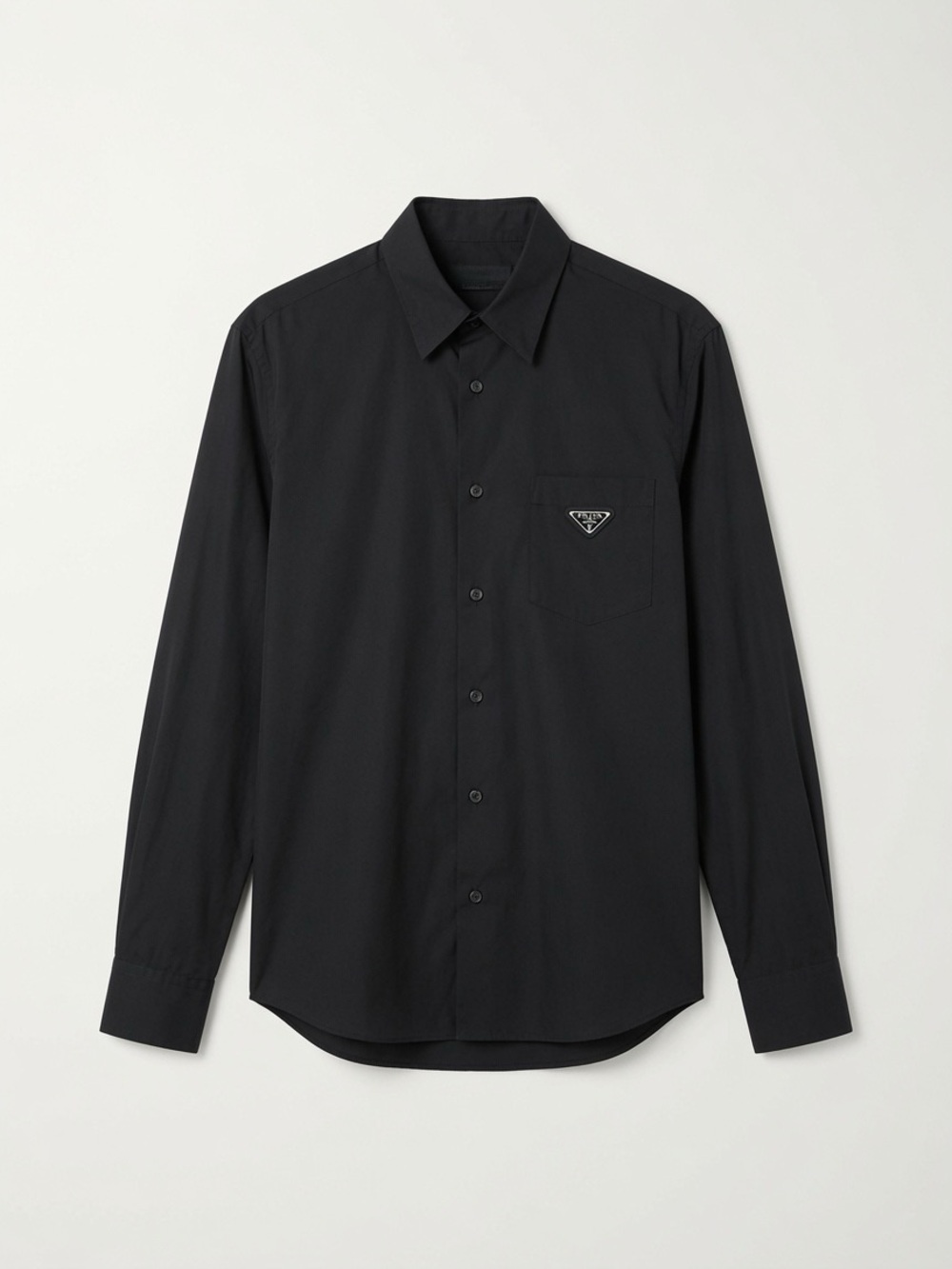 Prada Black Long-Sleeve Button-Down Shirt with Chest Logo